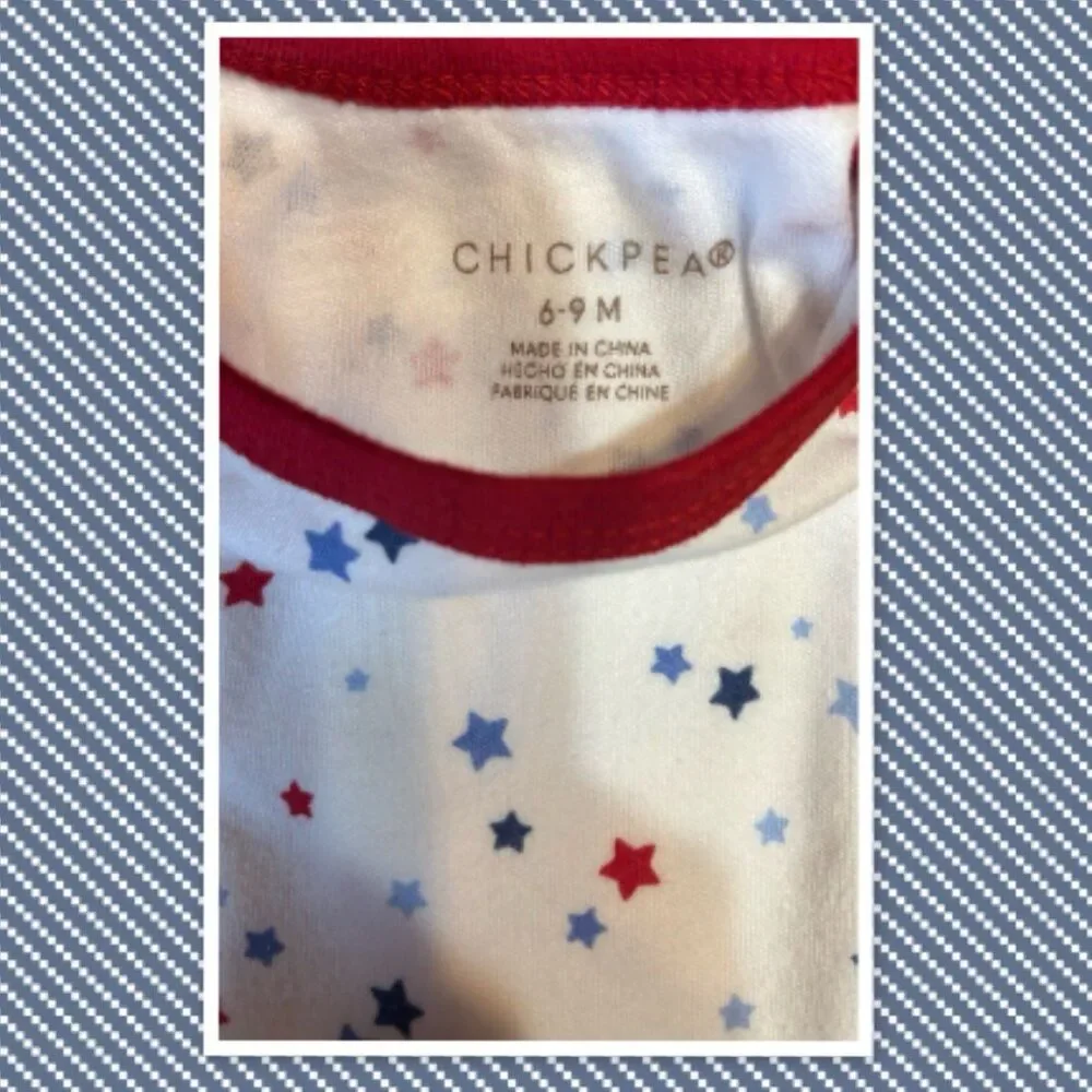 Chick Pea Patriotic-Themed Baby Bodysuit ~ Size 6-9 Months